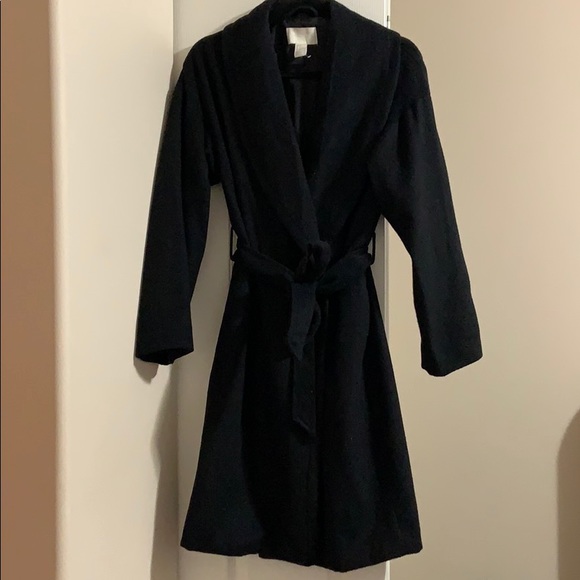 H&M Jackets & Blazers - H&M Black Shawl Collar Wrap Coat